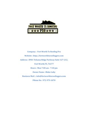 Roof Repair Services Fort Worth Tx