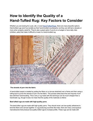 How to Identify the Quality of a Hand-Tufted Rug: Key Factors to Consider