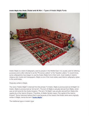 Arabic Majlis Abu Dhabi, Dubai and Al Ain :- Types of Arabic Majlis Fonts
