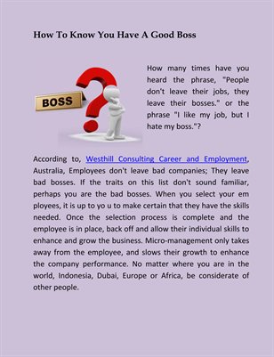 How To Know You Have A Good Boss