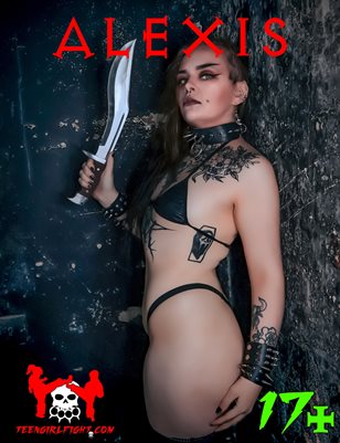 Alexis - Brutal Wicked Teen with Tattoos in Bikini from the Ukraine With Large Knife and Spikes Dominance at TeenGirlFight.com