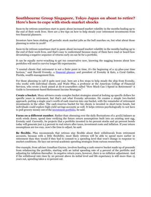 Southbourne Group Singapore, Tokyo Japan on about to retire? Here’s how to cope with stock-market shocks