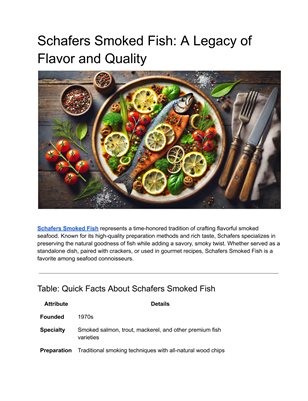 Schafers Smoked Fish: A Legacy of Flavor and Quality