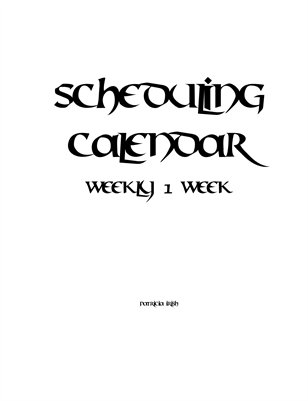 Scheduling Calendar Week 1 Week