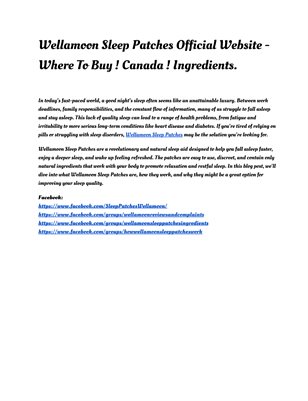  Wellamoon Sleep Patches Official Website - Where To Buy ! Canada ! Ingredients.