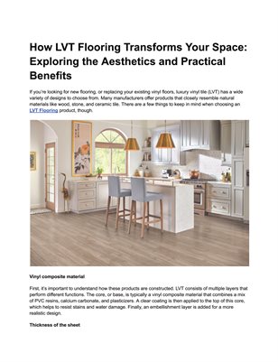 How LVT Flooring Transforms Your Space: Exploring the Aesthetics and Practical Benefits