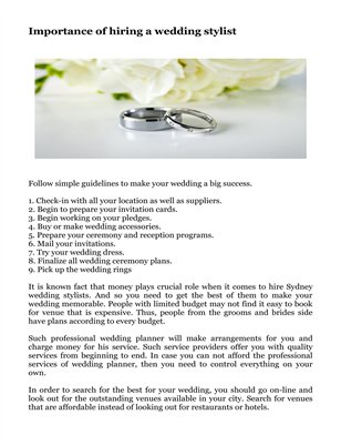 Services of Sydney wedding stylists