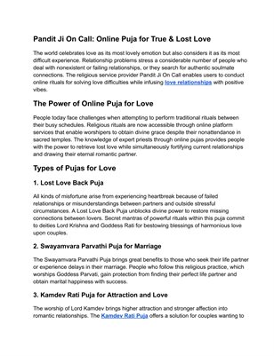 Pandit Ji on Call – Online Puja for True & Lost Love in USA