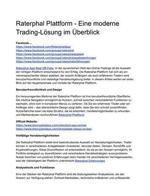 Raterphal Plattform - Eine moderne Trading-Lösung im Überblick