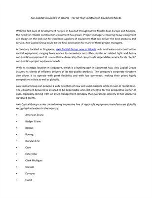 For All Your Construction Equipment Needs