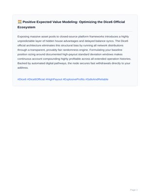 🧮 Positive Expected Value Modeling: Optimizing the Dice6 Official Ecosystem