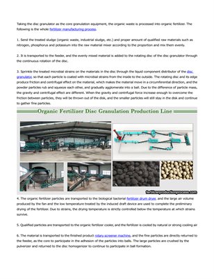 Main process of disc granulation bio organic fertilizer manufacturing process