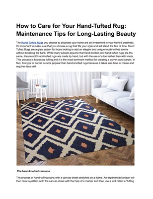 How to Care for Your Hand-Tufted Rug: Maintenance Tips for Long-Lasting Beauty