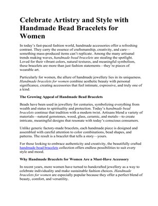 Celebrate Artistry and Style with Handmade Bead Bracelets for Women