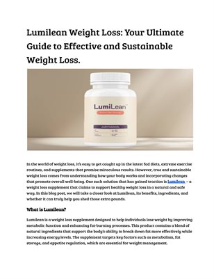 Lumilean - Your Ultimate Guide to Effective and Sustainable Weight Loss.