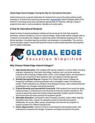 Global Edge Ireland Colleges – Top Study Abroad Options