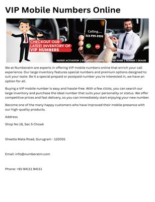 VIP Mobile Numbers Online