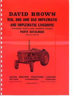 David Brown 950, 880 850 implematic Series Parts Manual