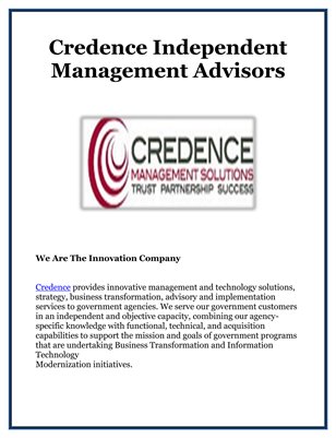 Credence Independent Management Advisors