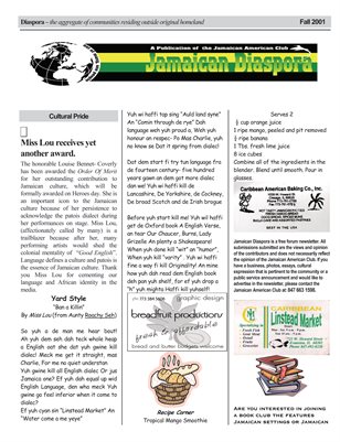 2001 Fall Jamaican American Club Newsletter
