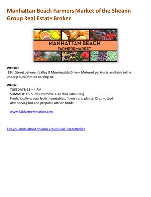 Manhattan Beach Farmers Market of the Shearin Group Real Estate Broker