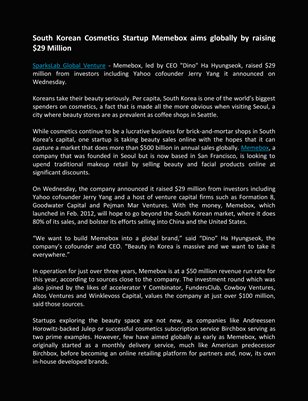 SparksLab Global Venture, Memebox aims globally by raising $29 Million