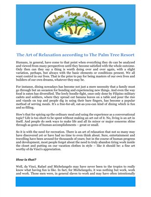 The Art of Relaxation according to The Palm Tree Resort