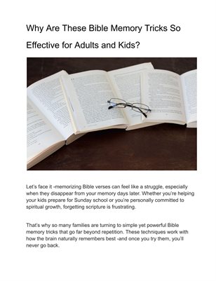 Why Are These Bible Memory Tricks So Effective for Adults and Kids?
