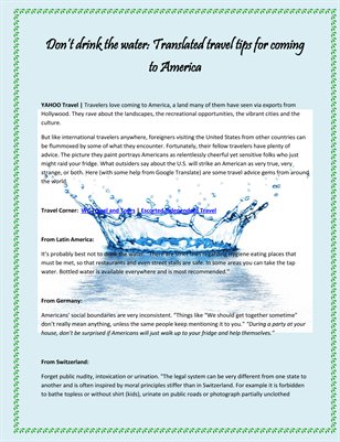 Don’t drink the water: Translated travel tips for coming to America