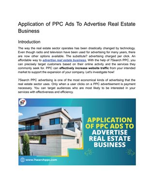 Application of PPC Ads To Advertise Real Estate Business