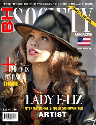 E-Liz Singer Song Writer on the Cover of Beverly Hills Society Magazine