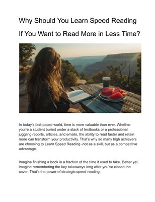 Why Should You Learn Speed Reading If You Want to Read More in Less Time?
