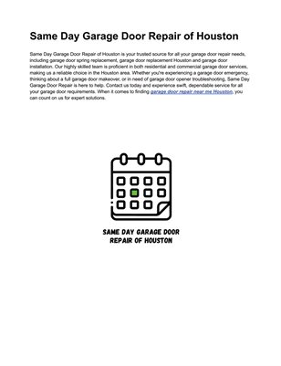 Same Day Garage Door Repair of Houston