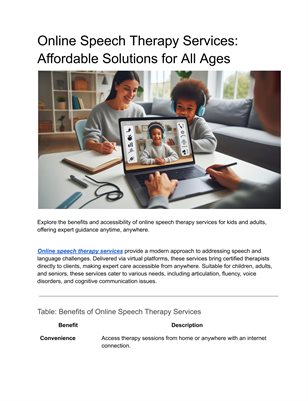 Online Speech Therapy Services: Affordable Solutions for All Ages