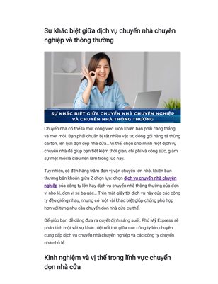 Dịch vụ chuyển nhà chuyên nghiệp