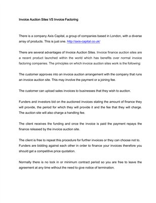 Invoice Auction Sites VS Invoice Factoring