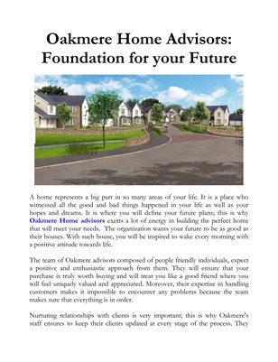 Oakmere Home Advisors: Foundation for your Future