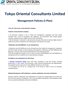Tokyo Oriental Consultants Limited: Management Policies (I-Plan)