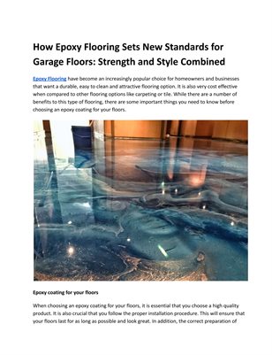 How Epoxy Flooring Sets New Standards for Garage Floors: Strength and Style Combined