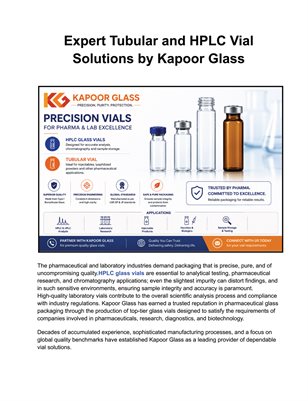 Expert Tubular and HPLC Vial Solutions by Kapoor Glass 