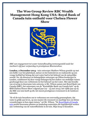 The Woo Group Review RBC Wealth Management Hong Kong USA: Royal Bank of Canada tuin onthuld voor Chelsea Flower Show