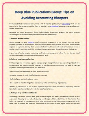Deep Blue Publications Group: Tips on Avoiding Accounting Bloopers