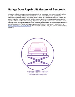 Garage Door Repair Lift Masters of Benbrook