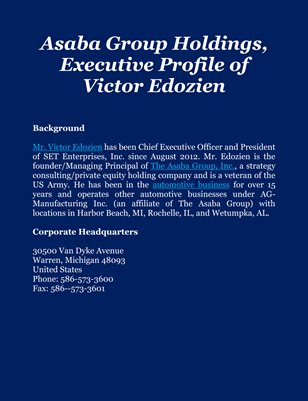Asaba Group Holdings, Executive Profile of Victor Edozien