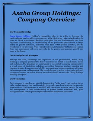 Asaba Group Holdings: Company Overview