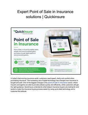Expert Point of Sale in Insurance solutions | Quickinsure