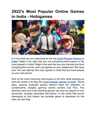 2022's Most Popular Online Games in India - Hobigames