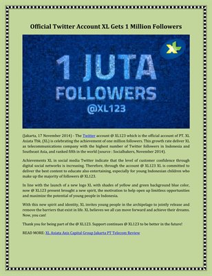 Official Twitter Account XL Gets 1 Million Followers