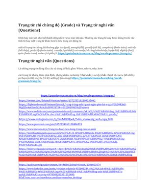 Trạng từ chỉ chừng độ (Grade) và Trạng từ nghi vấn 