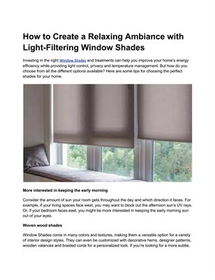 How to Create a Relaxing Ambiance with Light-Filtering Window Shades